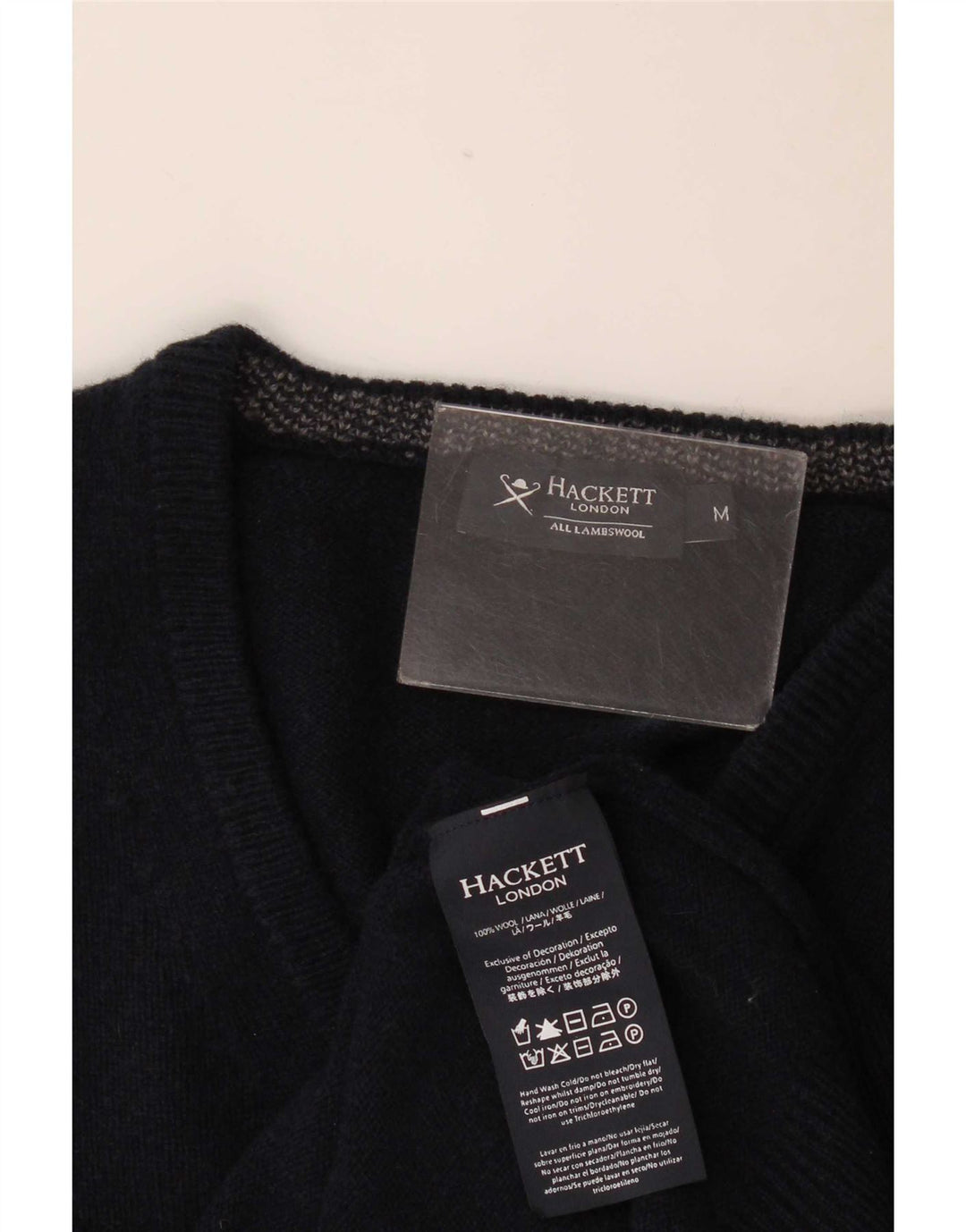Hackett Herre V-hals sweater Medium marineblå lammeuld