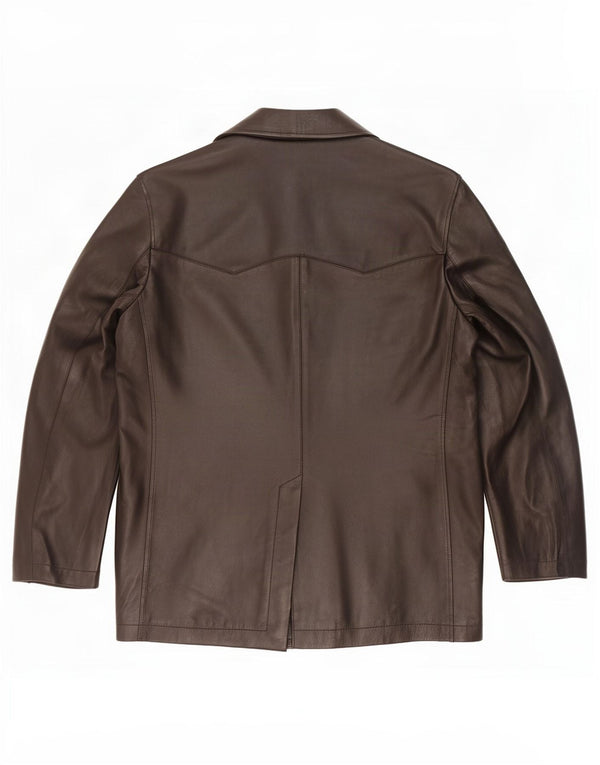 Jaqueta Blazer Masculina Vintage de Couro com 3 Botões Reino Unido 38 Médio Preto