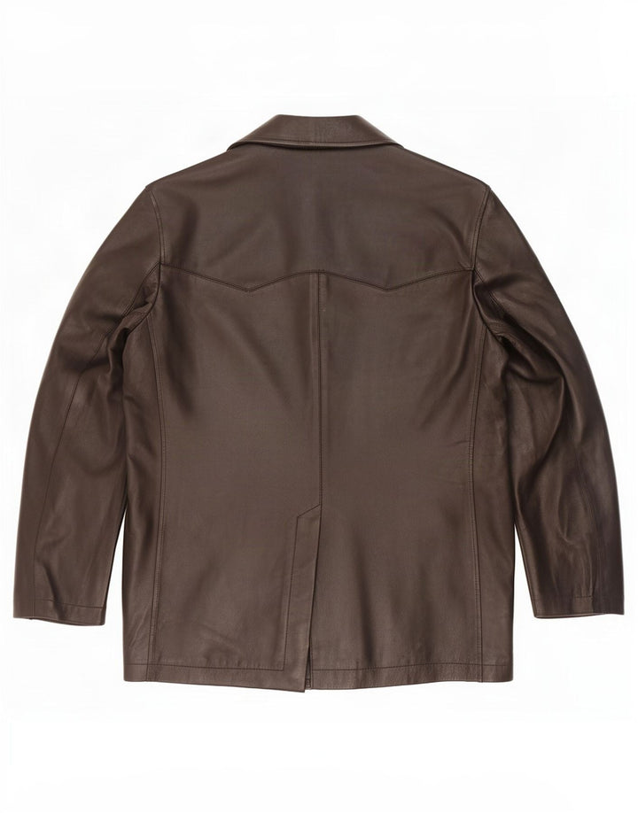 Jaqueta Blazer Masculina Vintage de Couro com 3 Botões Reino Unido 38 Médio Preto