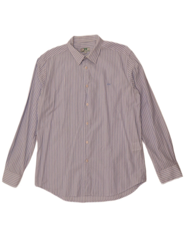 Carrera Mens Shirt Large Blue Striped Cotton