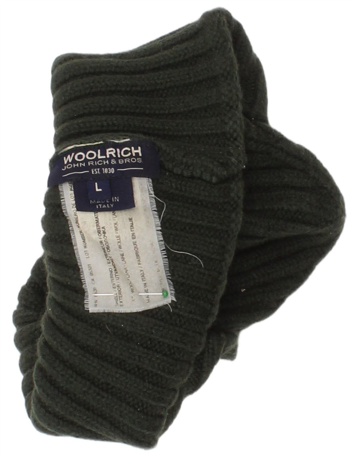 Woolrich Womens Knit Beanie Hat Large Green Wool