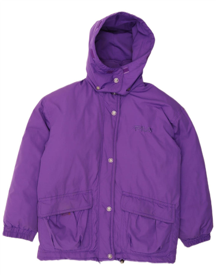 Fila Damen-Kapuzen-Übergröße, gepolsterte Jacke IT 44, mittelviolettes Polyester
