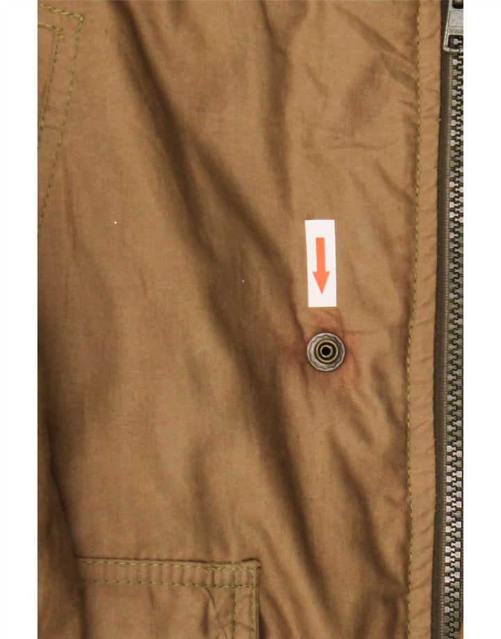 Vintage Mens Hooded Padded Jacket IT 52 XL Khaki