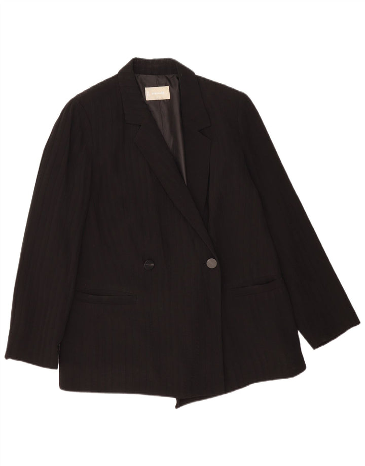 Everlane Womens Double Breasted Blazer Jacket US 12 Large Black Pinstripe