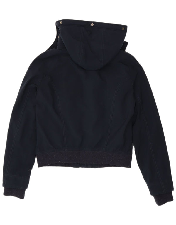 Giubbotto bomber Hollister da donna con vestibilità rilassata con cappuccio UK 10 Small Blu Navy