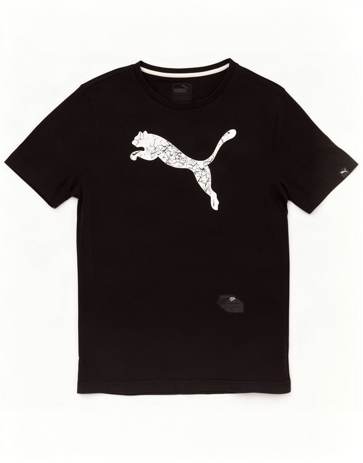 Puma Herren Grafik T-Shirt Top Mittelschwarz Baumwolle