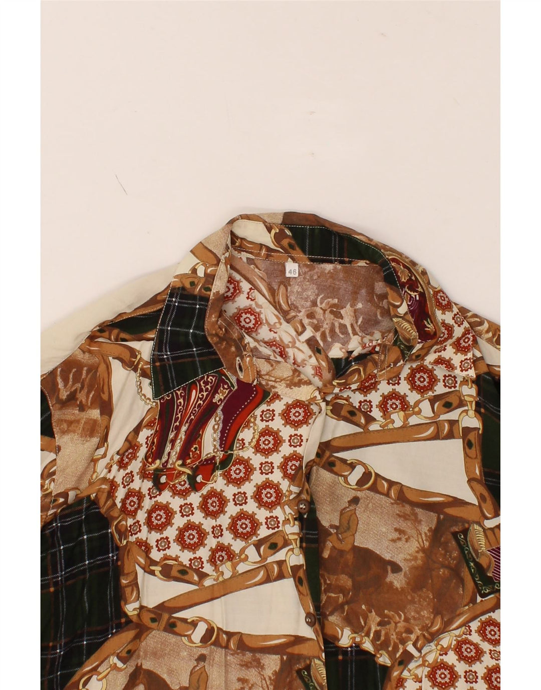 VINTAGE Womens Abstract Pattern Shirt Blouse IT 46 Large Beige Vintage Vintage and Second-Hand Vintage from Messina Hembry 