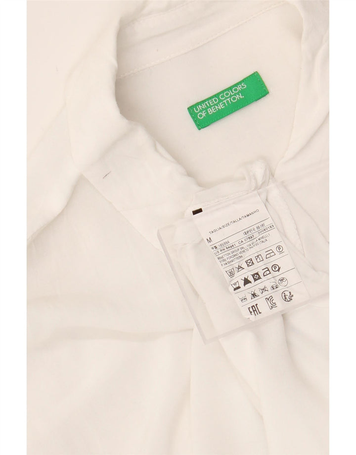 BENETTON Womens Shirt UK 14 Medium White Viscose Vintage Benetton and Second-Hand Benetton from Messina Hembry 