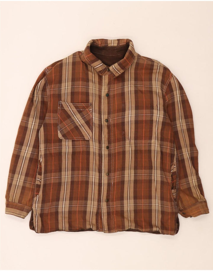 Diesel Herre Vendbar jakke UK 40 Large Brown Plaid Læder