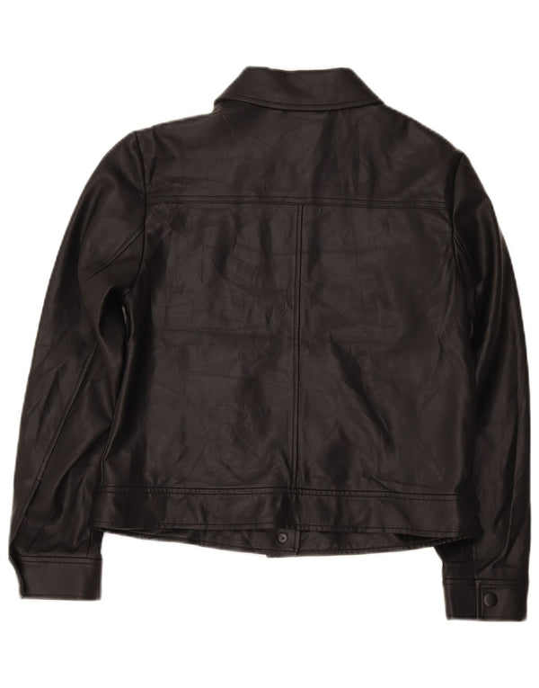 Marks & Spencer Chaqueta Bomber de Piel sintética para Mujer UK 42 Mediana Negra