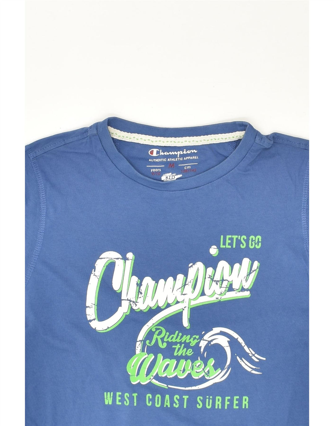 CHAMPION Boys Graphic T-Shirt Top 9-10 Years Medium  Blue Cotton | Vintage Champion | Thrift | Second-Hand Champion | Used Clothing | Messina Hembry 