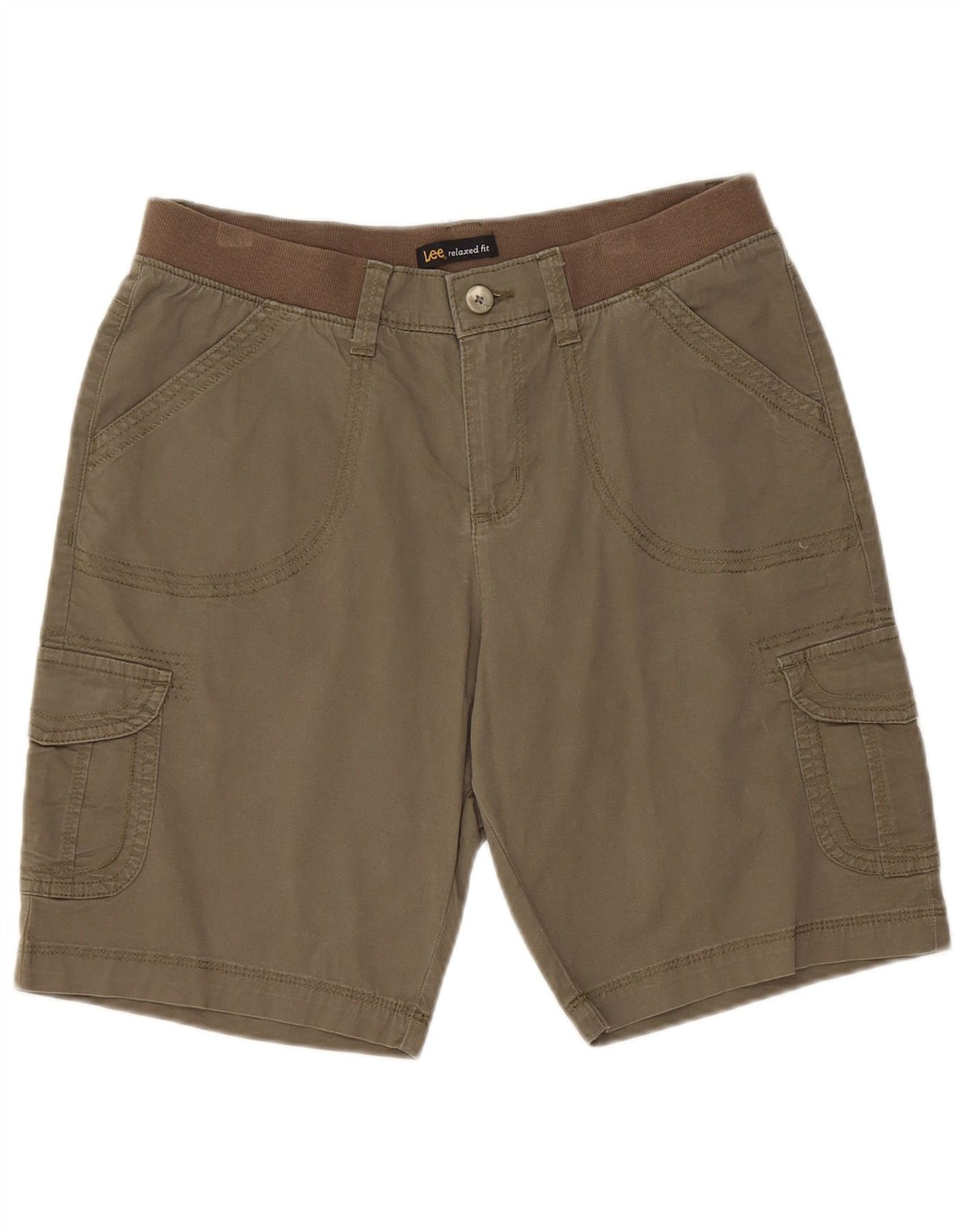 LEE Womens Relaxed Fit Cargo Shorts US 8 Medium W30  Khaki Cotton