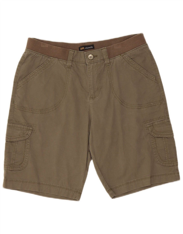 LEE Womens Relaxed Fit Cargo Shorts US 8 Medium W30  Khaki Cotton