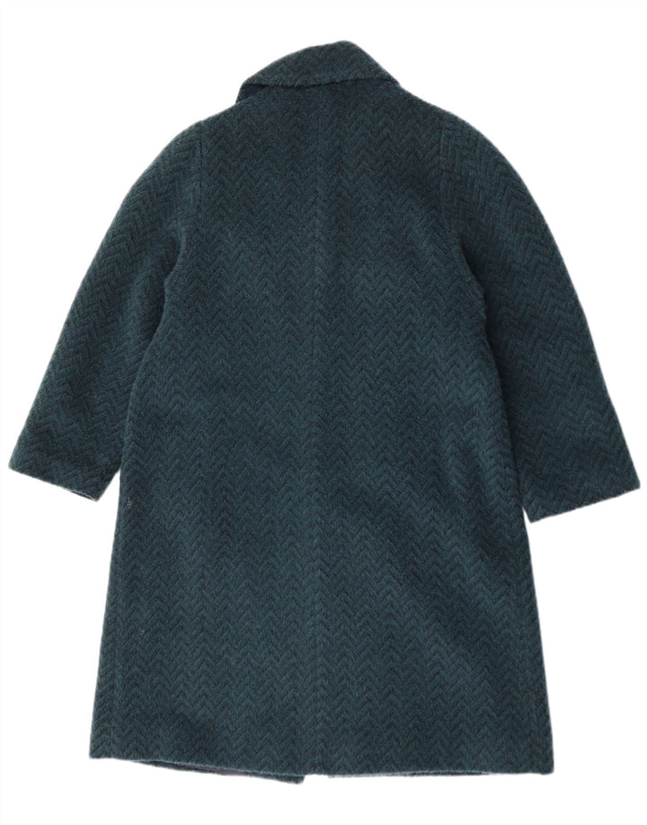 ELENA MIRO Dame Overfrakke UK 18 XL Blå Chevron Uld