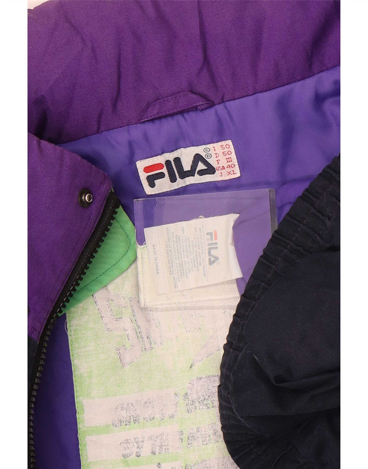 Giacca da sci con cappuccio Fila da uomo IT 50 Large blu navy in poliestere color block