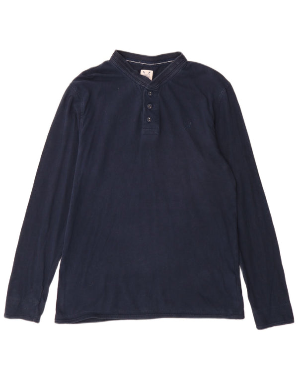Crew Clothing Męski top z długim rękawem, średni granatowy, bawełniany