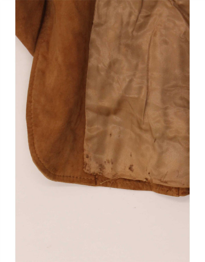 Anfor Damen-Blazerjacke aus Wildleder mit 2 Knöpfen IT 52 2XL Beige Leder