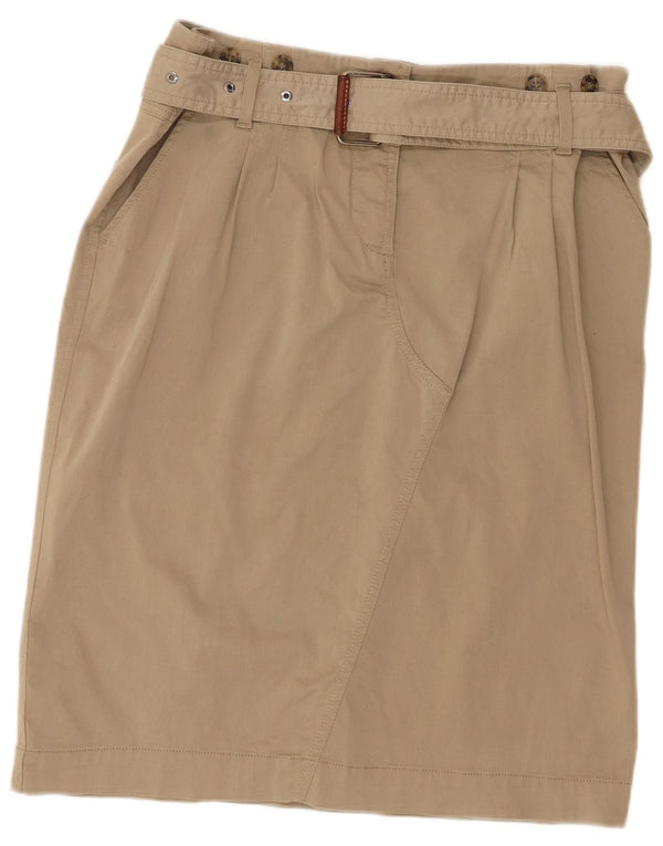 Max Mara Damen Weekend Straight Rock UK 14 Large W34 Khaki Baumwolle