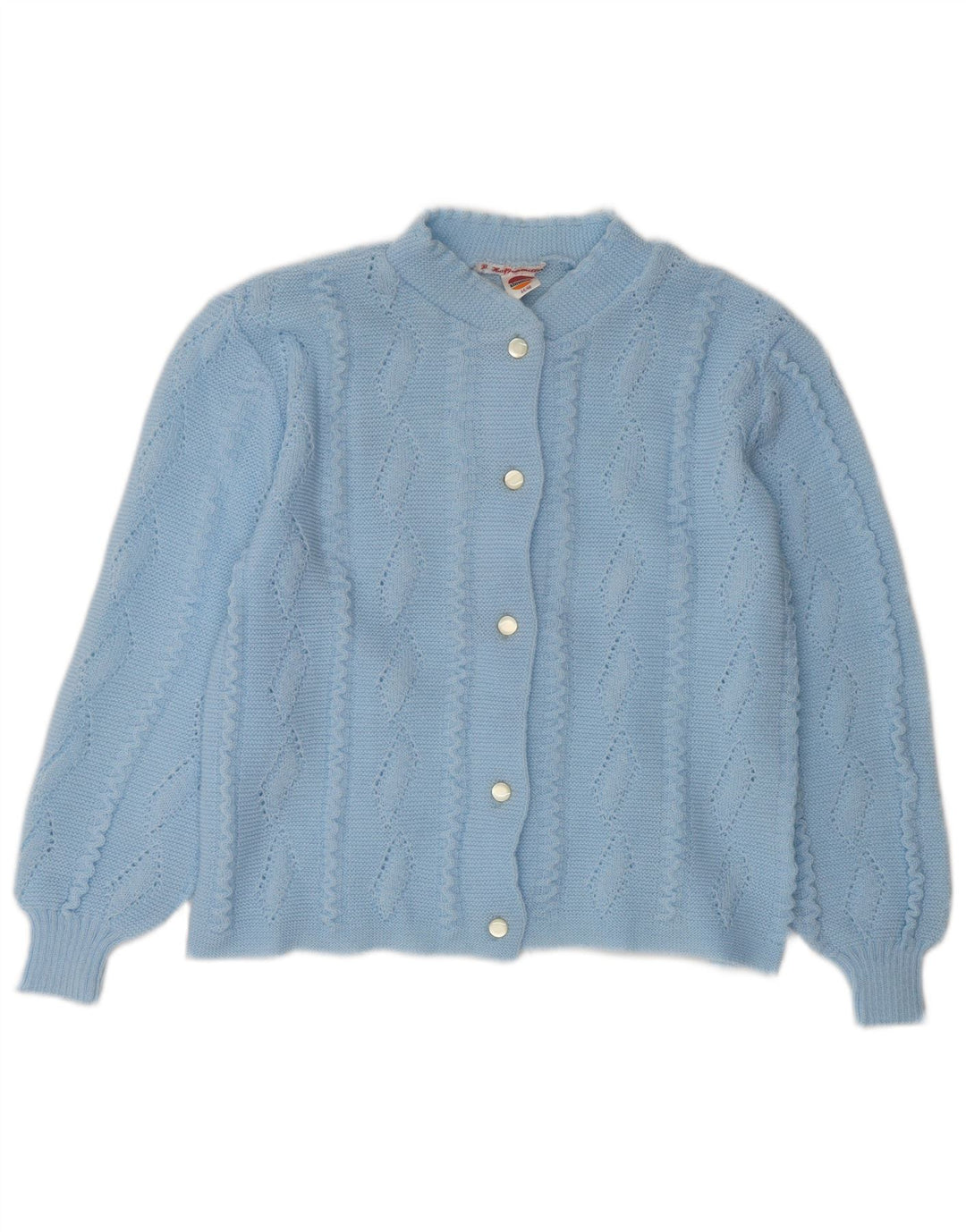 SIMONE Womens Crop Cardigan Sweater IT 44/46 Medium Blue Acrylic