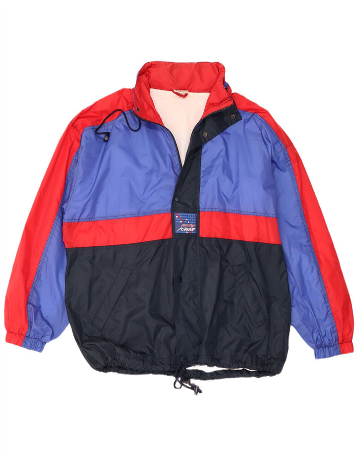 Marcel Clair Mens Hooded Rain Jacket EU 56 3XL Navy Blue Colourblock