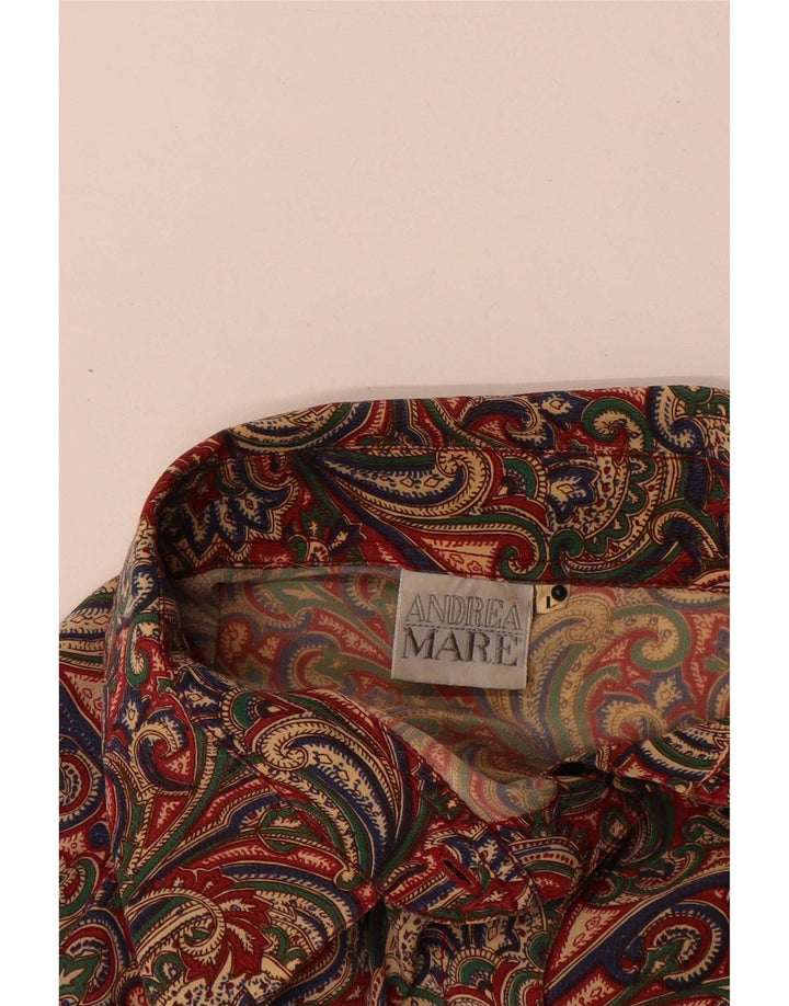 Camicetta camicia oversize da donna Andrea Mare UK 16 Grande motivo cachemire multicolore