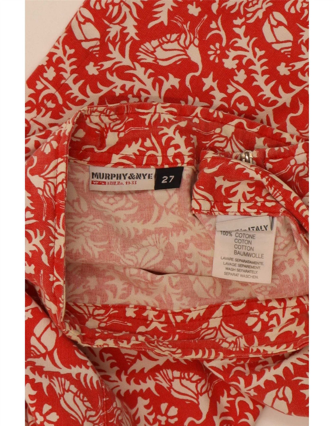 Murphy & Nye Womens Mini Skirt W27 Small Red Floral Cotton
