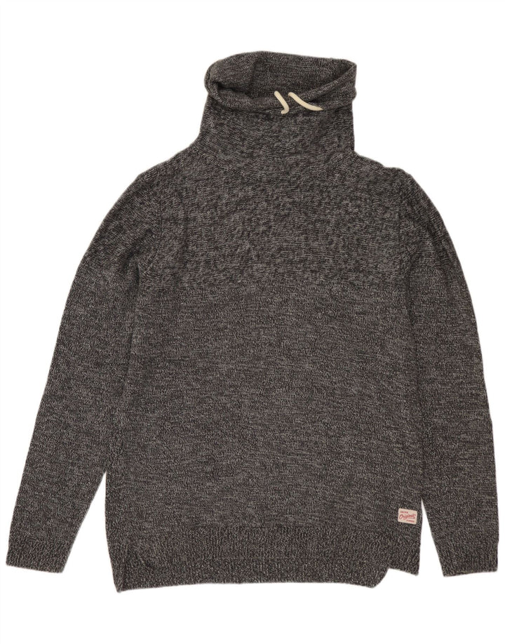 Jack & Jones Herren-Pullover mit Rollkragen, mittelgrau gesprenkelte Baumwolle