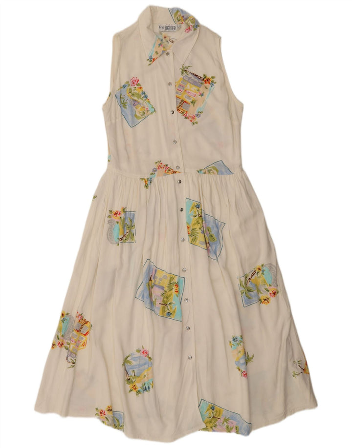 Together Womens Sleeveless Maxi Shirt Dress UK 12 Medium White Patchwork