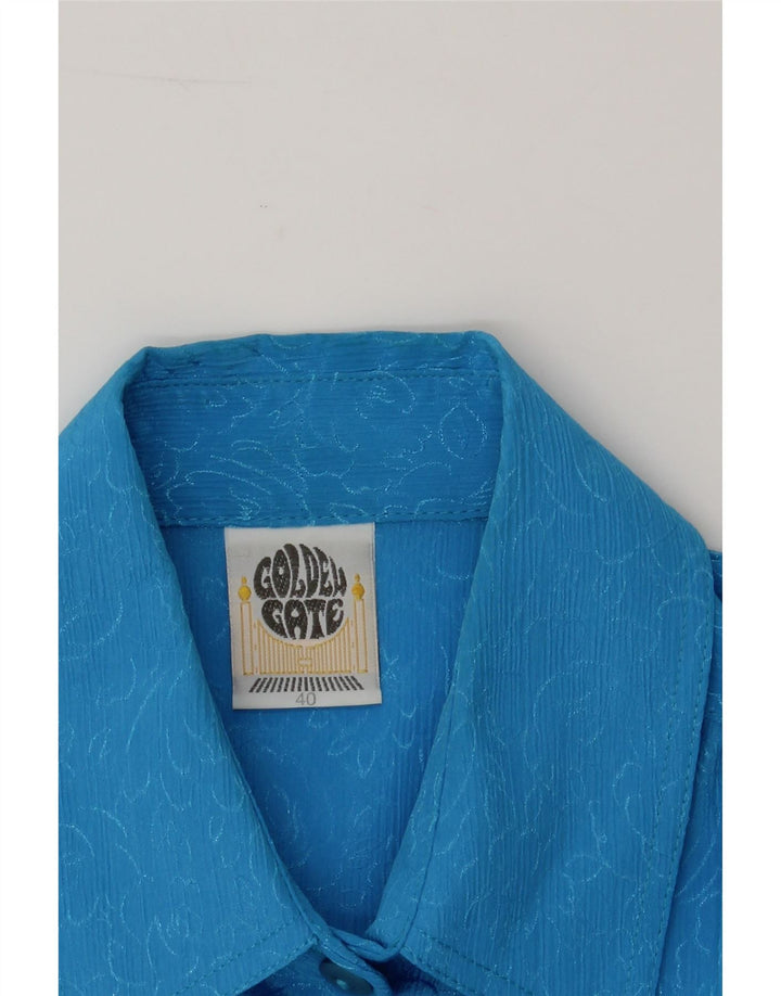 GOLDEN GATE Womens Shirt Blouse EU 40 Medium Blue Floral Polyester Vintage Golden Gate and Second-Hand Golden Gate from Messina Hembry 