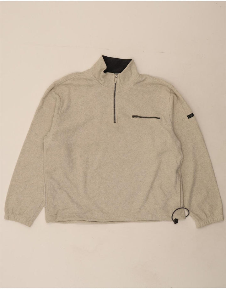 IZOD Mens Zip Neck Fleece Jumper Large Grey Polyester Vintage Izod and Second-Hand Izod from Messina Hembry 
