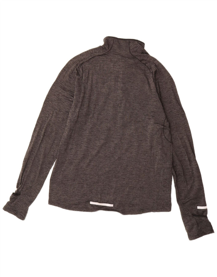 NIKE Mens Dri Fit Zip Neck Pullover Tracksuit Top Medium Grey Flecked