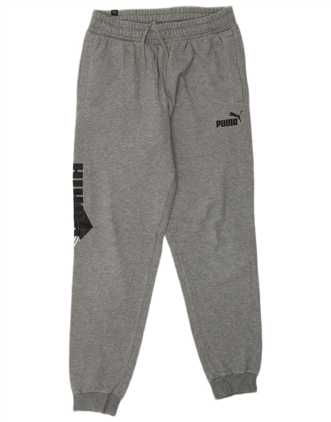 PUMA Mens Graphic Tracksuit Trousers Joggers Medium  Grey Cotton