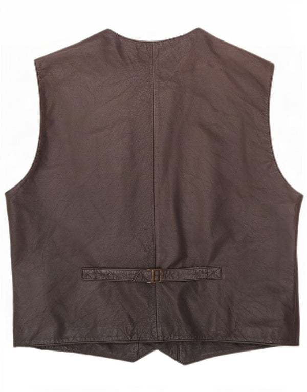 Gilet in pelle da uomo vintage IT 56 XL Nero