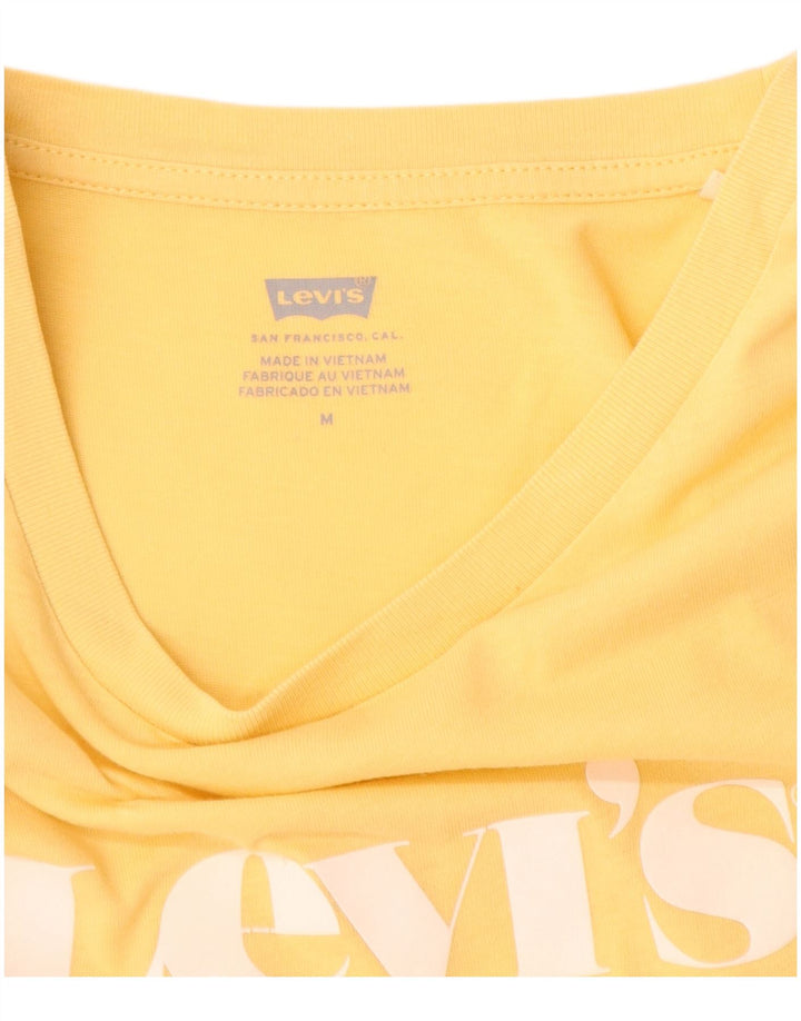 Levi's Womens Graphic T-Shirt Top UK 12 Medium Yellow