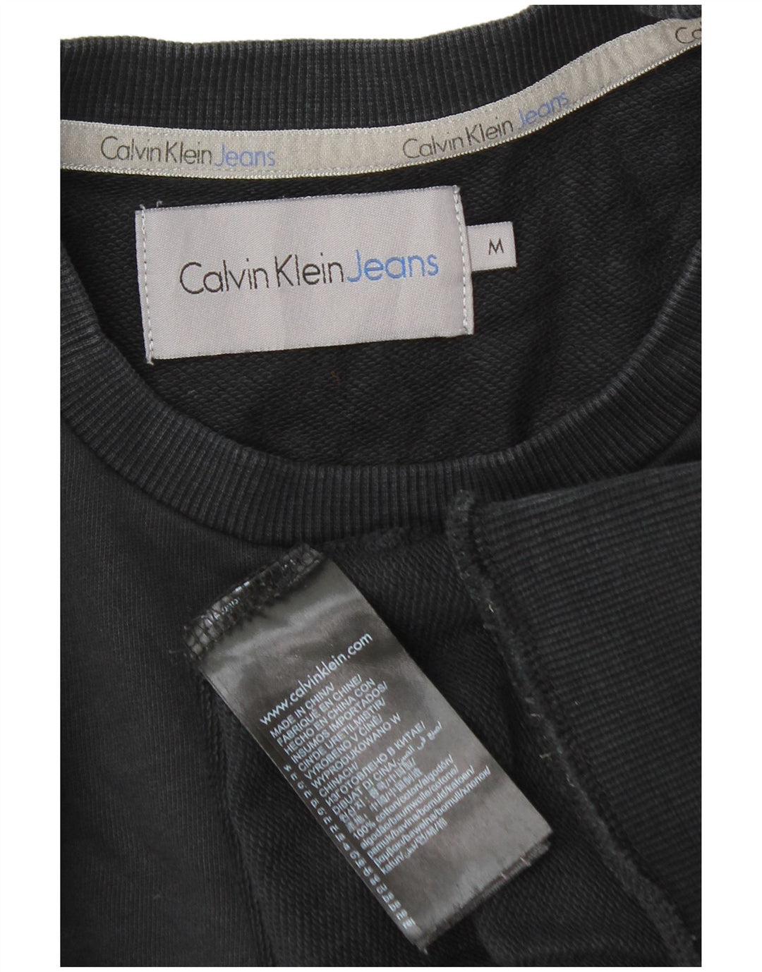 Calvin Klein Jeans Mens Graphic Sweatshirt Jumper Medium Black Cotton