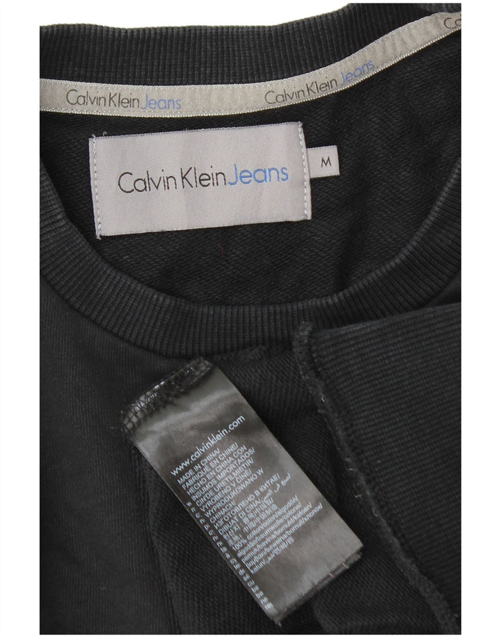 Calvin Klein Jeans Mens Graphic Sweatshirt Jumper Medium Black Cotton
