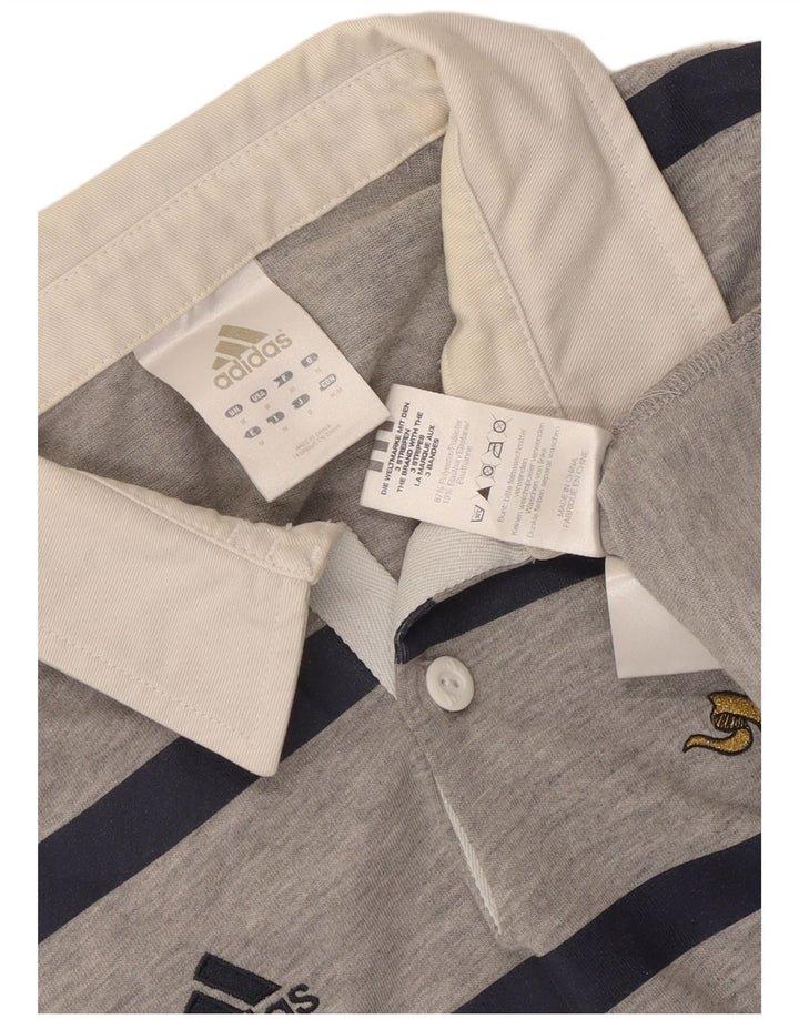 Polo da rugby grafica da uomo Adidas in poliestere a righe grigio medio