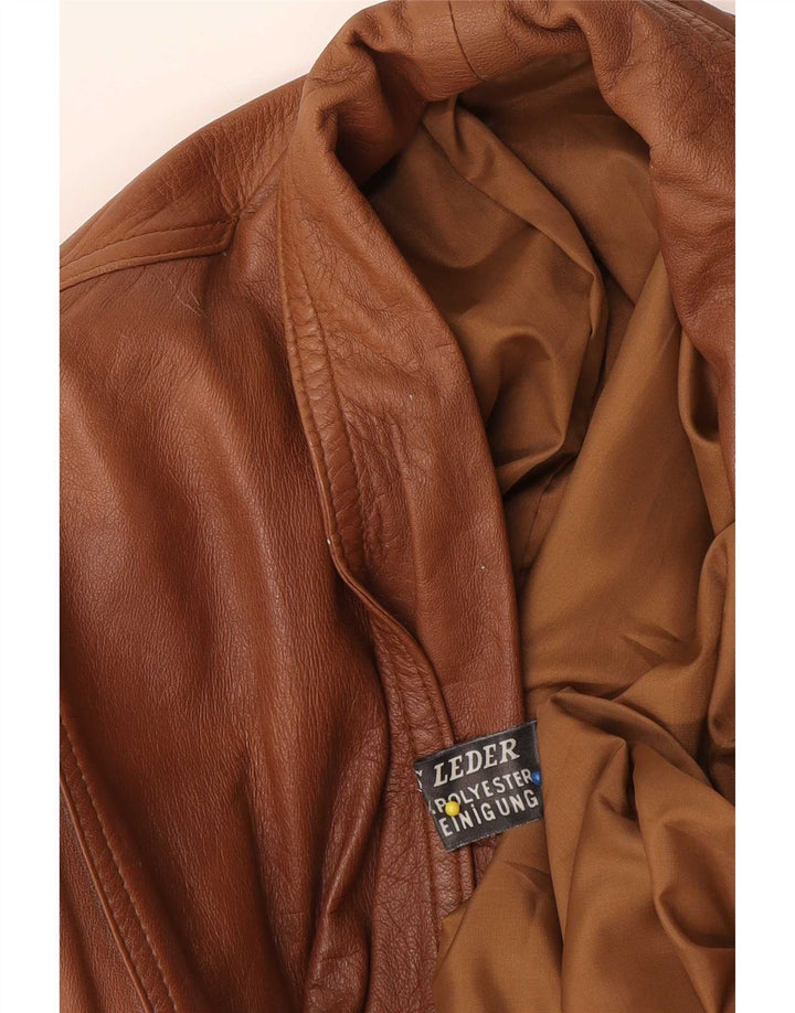 Vintage Womens Oversized Leather Jacket UK 18 XL Brown Leather