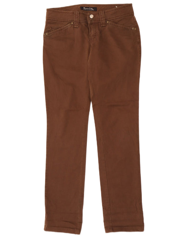 Massimo Dutti Womens Slim Chino Trousers EU 38 Small W28 L33 Brown Cotton