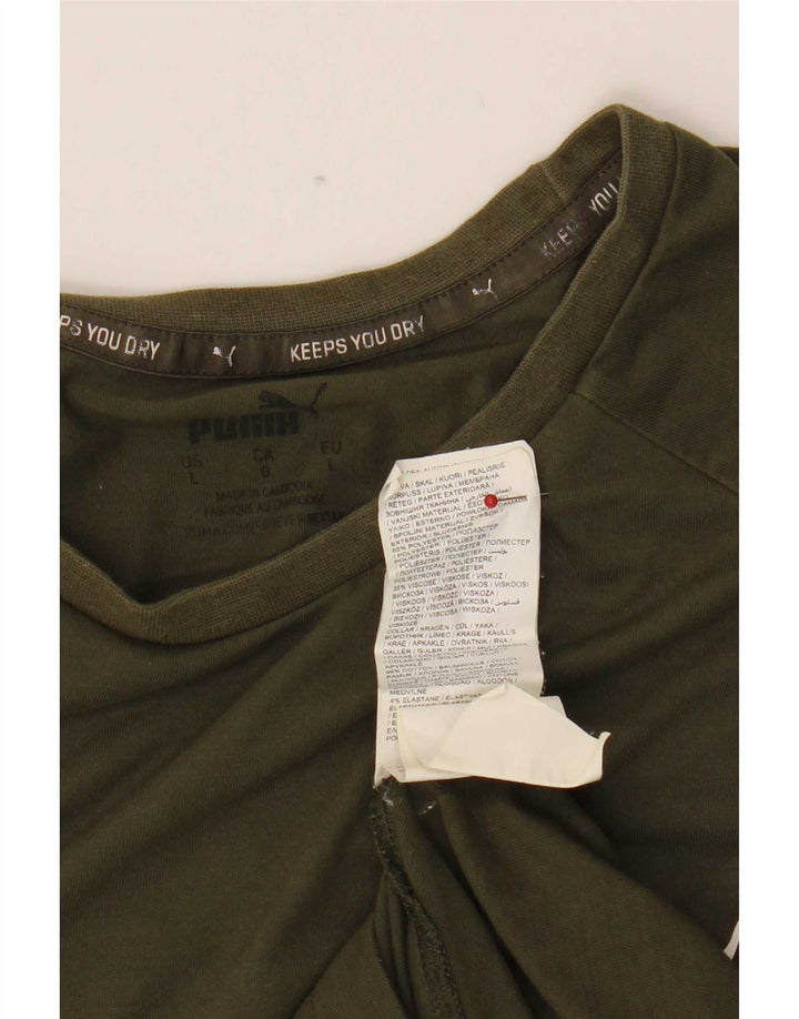 Puma Mens T-Shirt Top Large Khaki Cotton