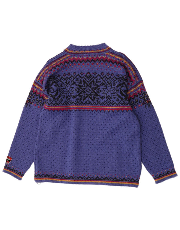 Dale of Norway Mens Zip Neck Jumper Sweater Medium Purple Fair Isle