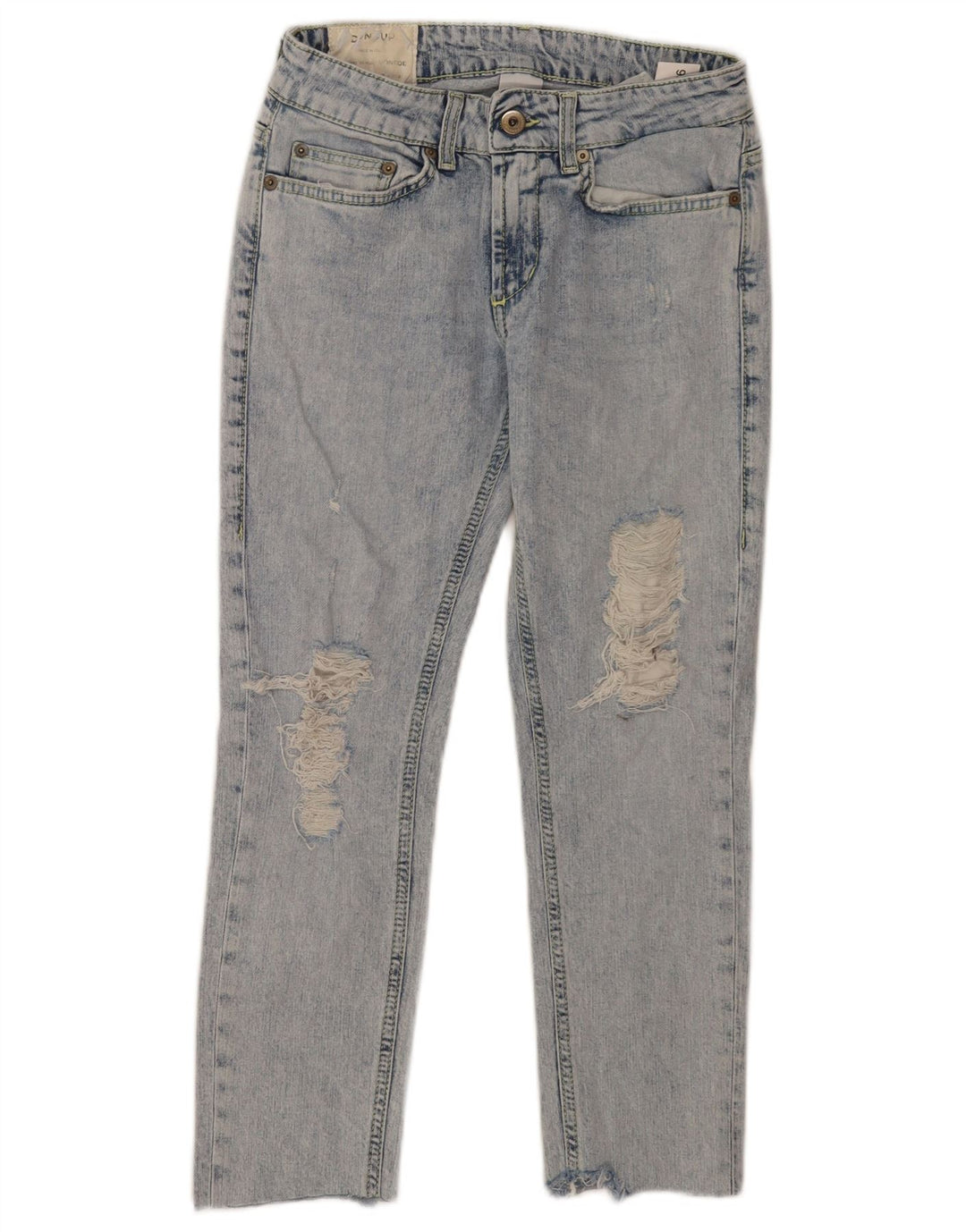 Dondup Womens Distressed Cropped Jeans W26 L23 Blue Cotton
