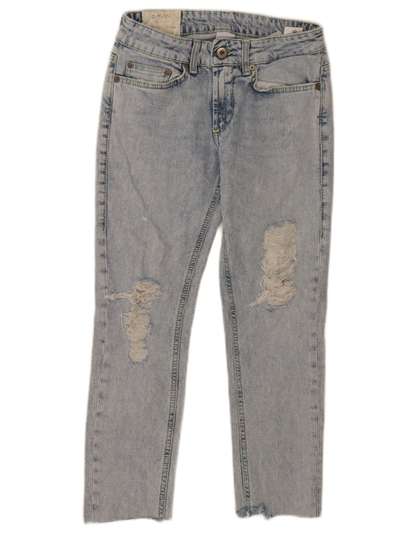 Dondup Damen Distressed-Cropped-Jeans W26 L23 Blaue Baumwolle