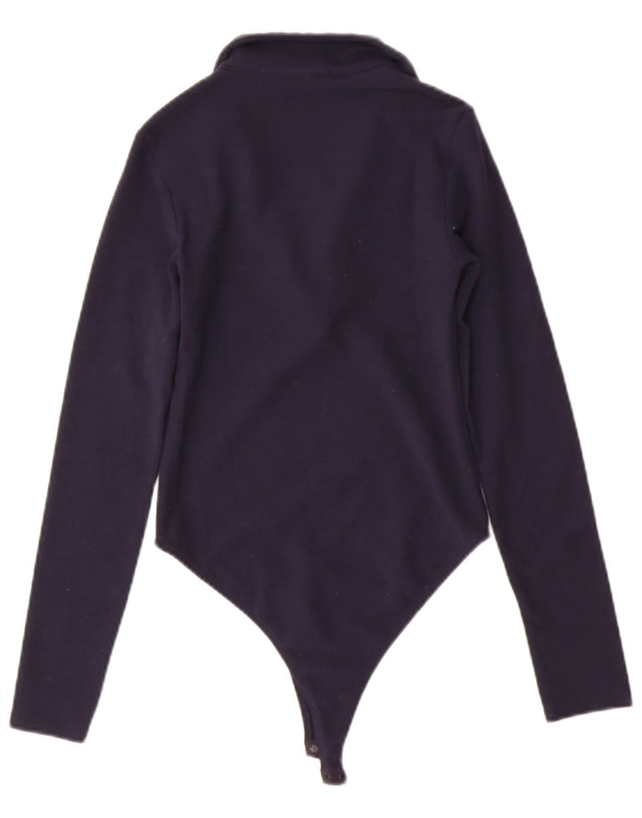 ZARA Womens Long Sleeve Bodysuit UK 8 Small Navy Blue