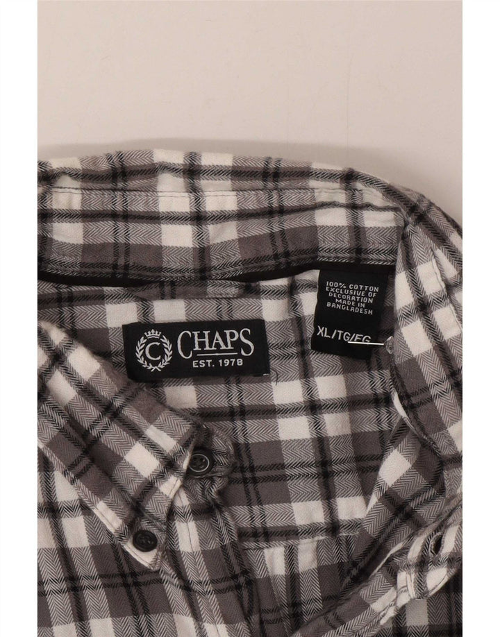 Chaps Chemise Flanelle Homme XL Gris Carreaux Coton