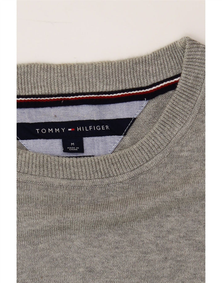 TOMMY HILFIGER Mens Crew Neck Jumper Sweater Medium Grey Cotton Vintage Tommy Hilfiger and Second-Hand Tommy Hilfiger from Messina Hembry 