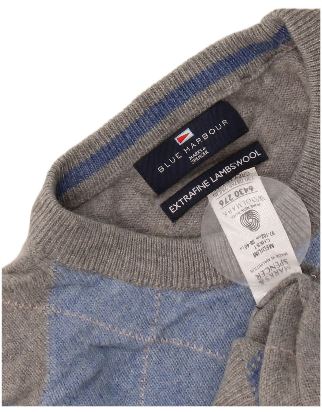 Marks & Spencer Mens Crew Neck Jumper Sweater UK 38/40 Medium Grey