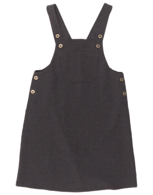 Vintage Damen Latzkleid UK 12 Medium Navy Blue Check