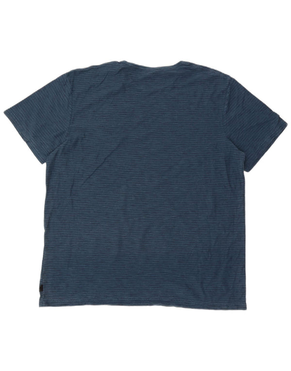 Quiksilver Herre Modern Fit T-Shirt Top 2XL Blå Nålestribet Bomuld