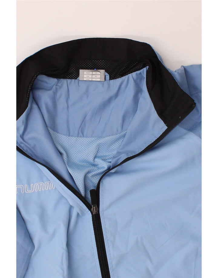 HUMMEL Mens Graphic Tracksuit Top Jacket XS Blue Colourblock Polyester Vintage Hummel and Second-Hand Hummel from Messina Hembry 